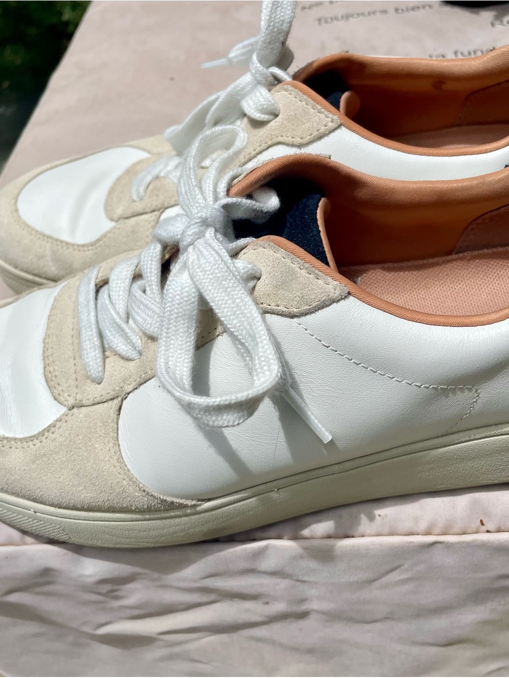 Fitflop Women's Leather & Suede Lace-Up Sneakers in White and Tan